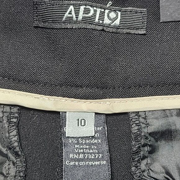 APT 9 Pants Womens 10 Black Straight Leg Mid Rise Career Trousers Belt‎ Office - Picture 5 of 9